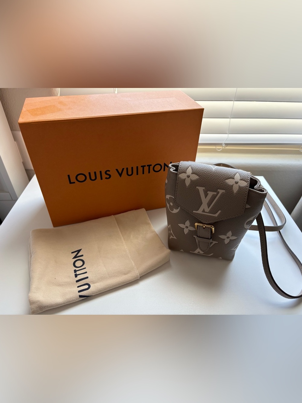 Louis Vuitton Taupe Monogram Mini Crossbody with Cream Accents